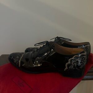 Valentino Black Patent Lace Women's Loafers